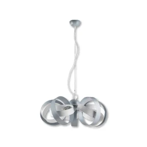 Lampadario Sospensione Metallo Verniciato Valeria 5 luci E14 Bianco/Grigio