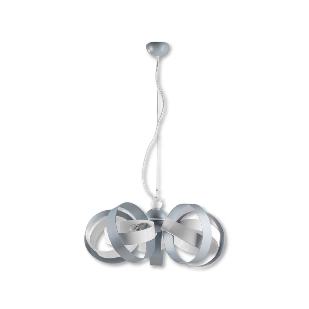 Lampadario Sospensione Metallo Verniciato Valeria 5 luci E14 Bianco/Grigio - immagine 2
