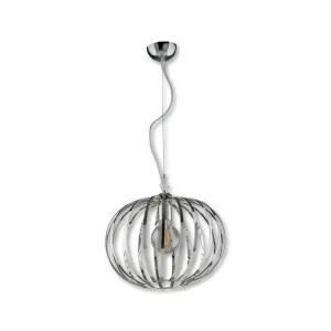 Lampadario Sospensione Metallo Cromato Ginevra 1 luce E27 Cromo