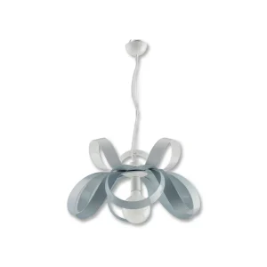 Lampadario Moderno 1 Luce Metallo Verniciato Curvato Bianco Grigio