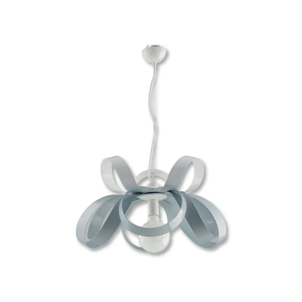 Lampadario Moderno 1 Luce Metallo Verniciato Curvato Bianco Grigio - immagine 2