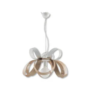 Lampadario Moderno 1 Luce Metallo Verniciato Curvato Bianco Tortora