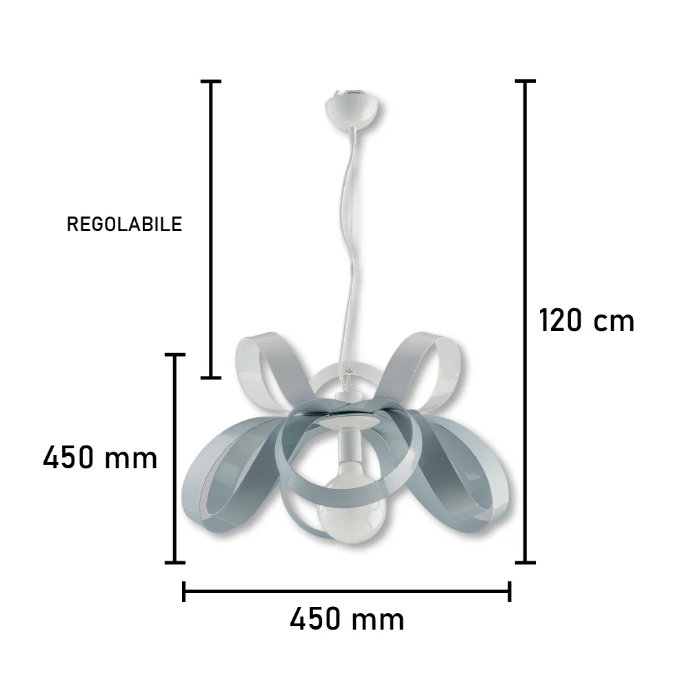 Lampadario Moderno 1 Luce Metallo Verniciato Curvato Bianco Grigio - immagine 7