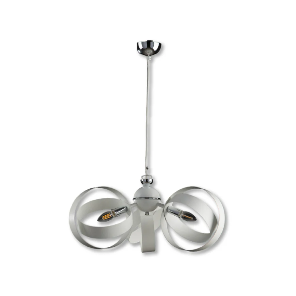 Lampadario Sospensione Metallo Verniciato Forma Astratta 3 luci E14 Valeria Bianco