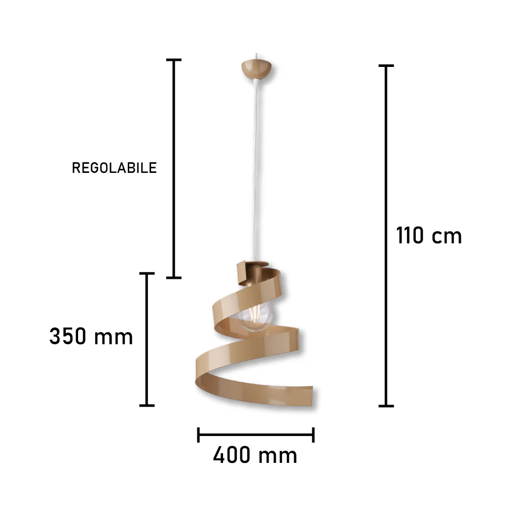 Lampadario Sospensione 1Luce E27 Metallo Altezza Regolabile Tortora Moderno - immagine 8