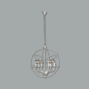 Lampadario Sospensione Metallo Circolare Samira 6 luci E14 Bianco/Oro