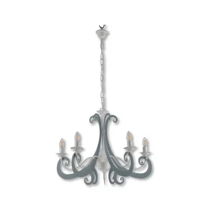 Lampadario Sospensione Metallo Verniciato Camilla 5 luci E14 Bianco/Grigio