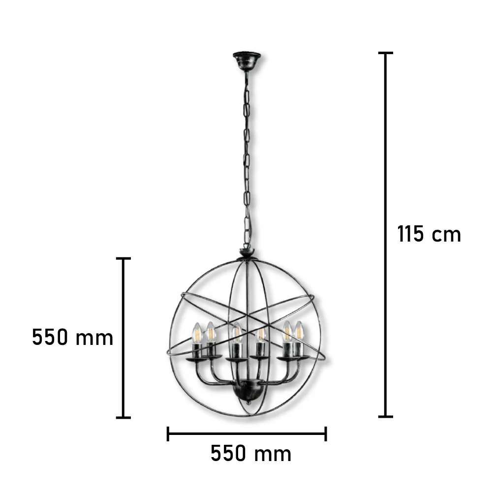 Lampadario Sospensione Metallo Circolare Samira 6 luci E14 Nero/Oro - immagine 5