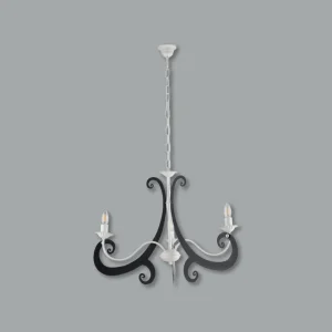 Lampadario Sospensione Metallo Verniciato Camilla 3 luci  E14 Bianco/Nero