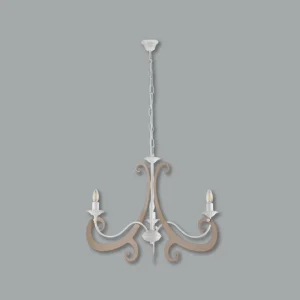 Lampadario Sospensione Metallo Verniciato Camilla 3 luci E14 Bianco/Tortora