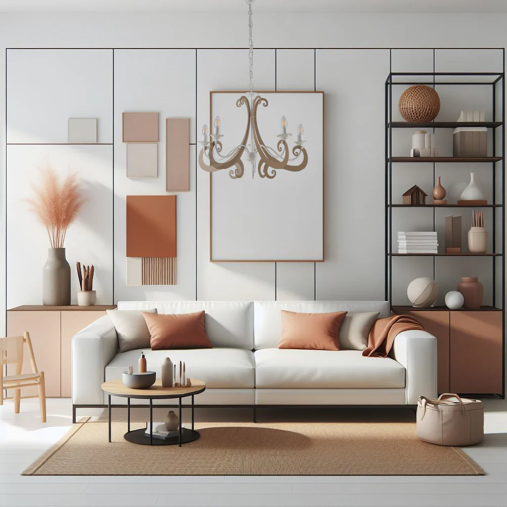 Lampadario Sospensione Metallo Verniciato Camilla 5 Luci E14 Bianco/Tortora - immagine 4