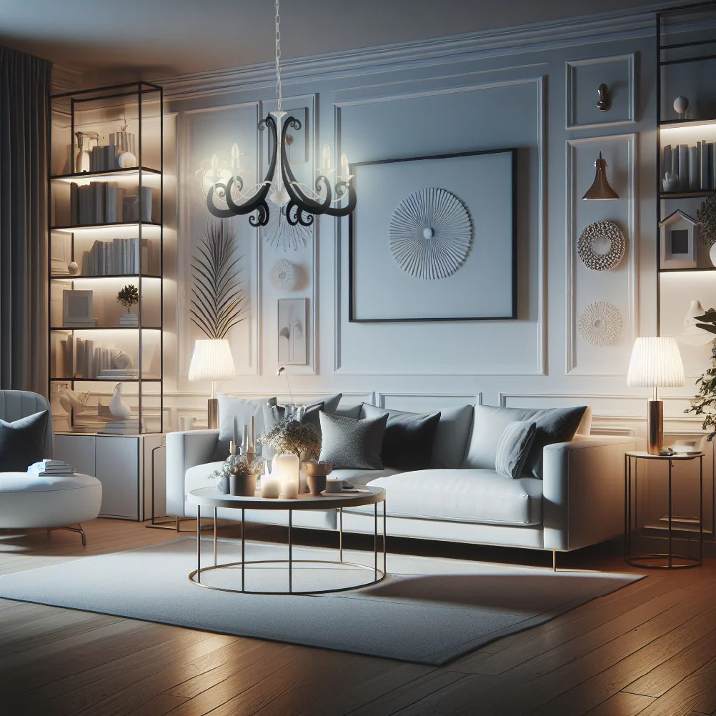 Lampadario Sospensione Metallo Verniciato Camilla 5Luci E14 Bianco/Nero - immagine 3