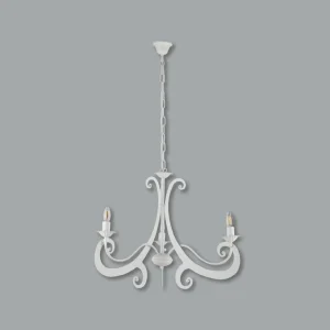 Lampadario Sospensione Metallo Verniciato Camilla  3 Luci E14 Bianco