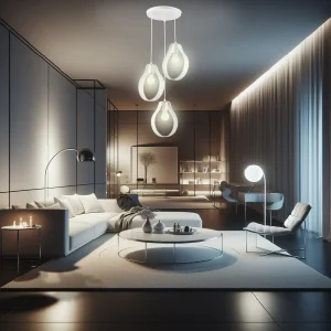 Lampadario Sospensione in Metallo Ricurvo Lavorato a Mano 3Luci E27 57W Bianco