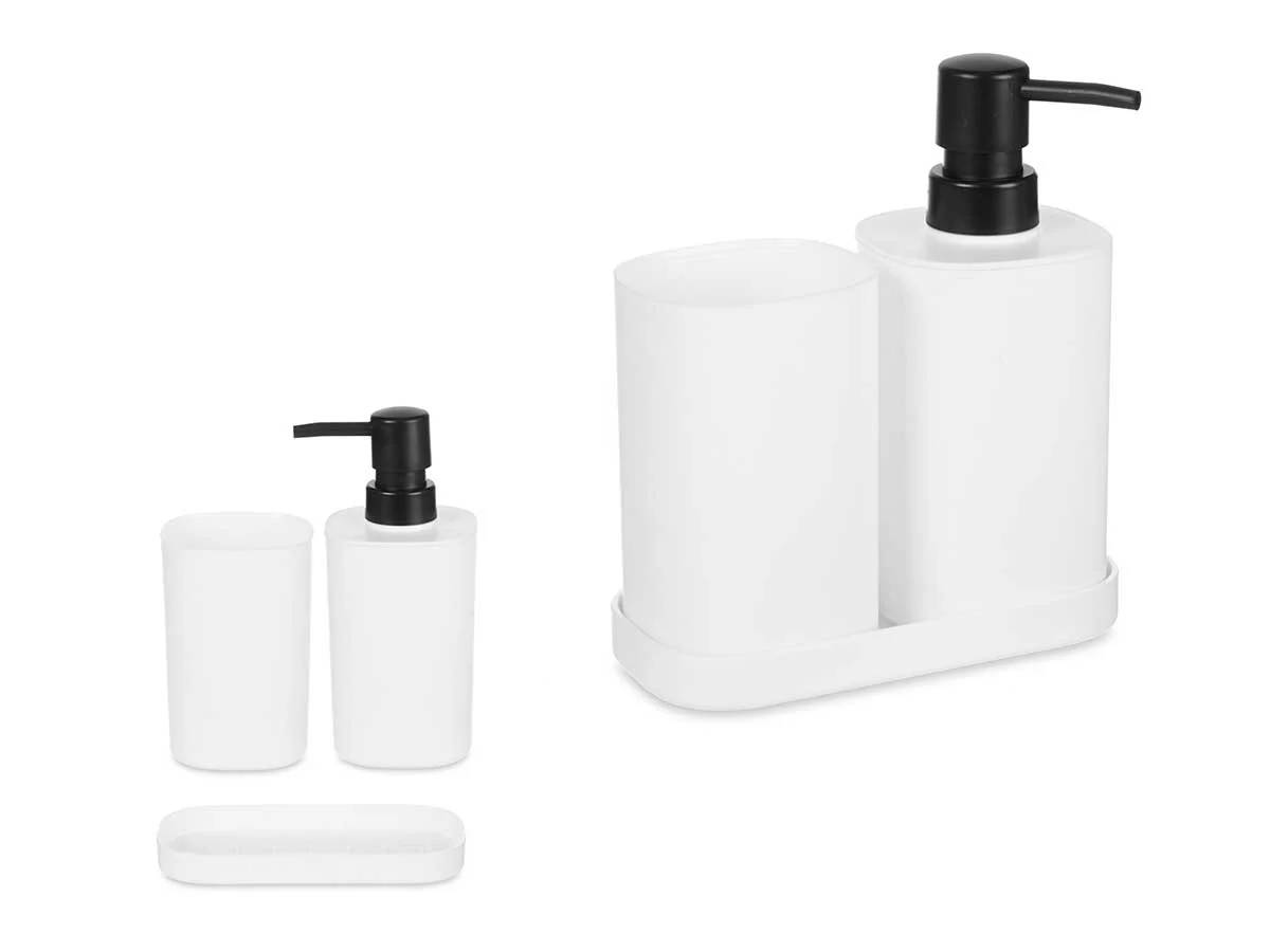 Accessori da Bagno Kit 4pz in Polipropilene Set completo per Bagno Bianco - immagine 5