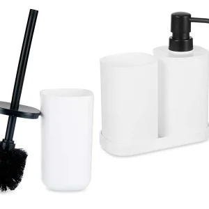 Accessori da Bagno Kit 4pz in Polipropilene Set completo per Bagno Bianco