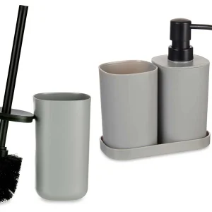 Accessori da Bagno Kit 4pz in Polipropilene Set completo per Bagno Grigio