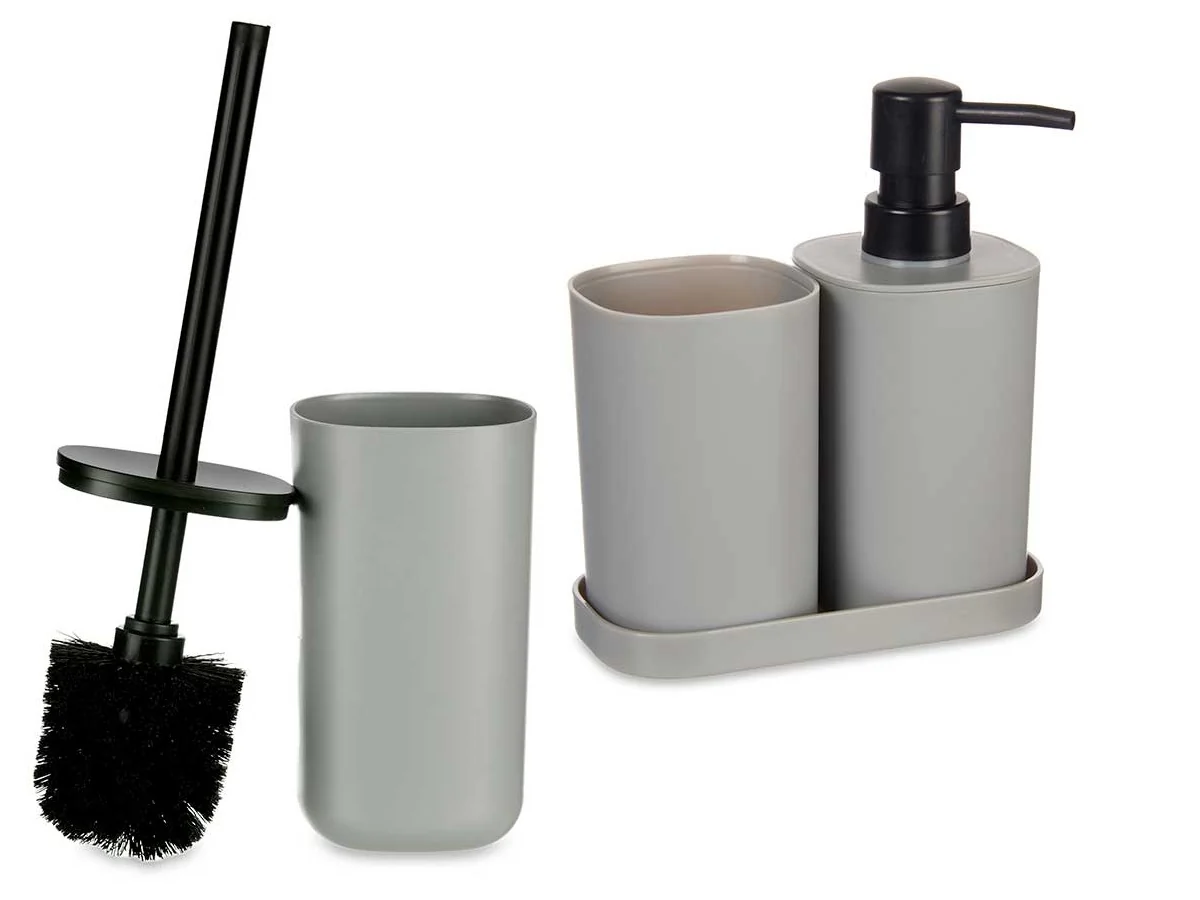 Accessori da Bagno Kit 4pz in Polipropilene Set completo per Bagno Grigio - immagine 2