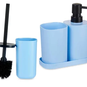 Accessori da Bagno Kit 4pz in Polipropilene Set completo per Bagno Azzurro