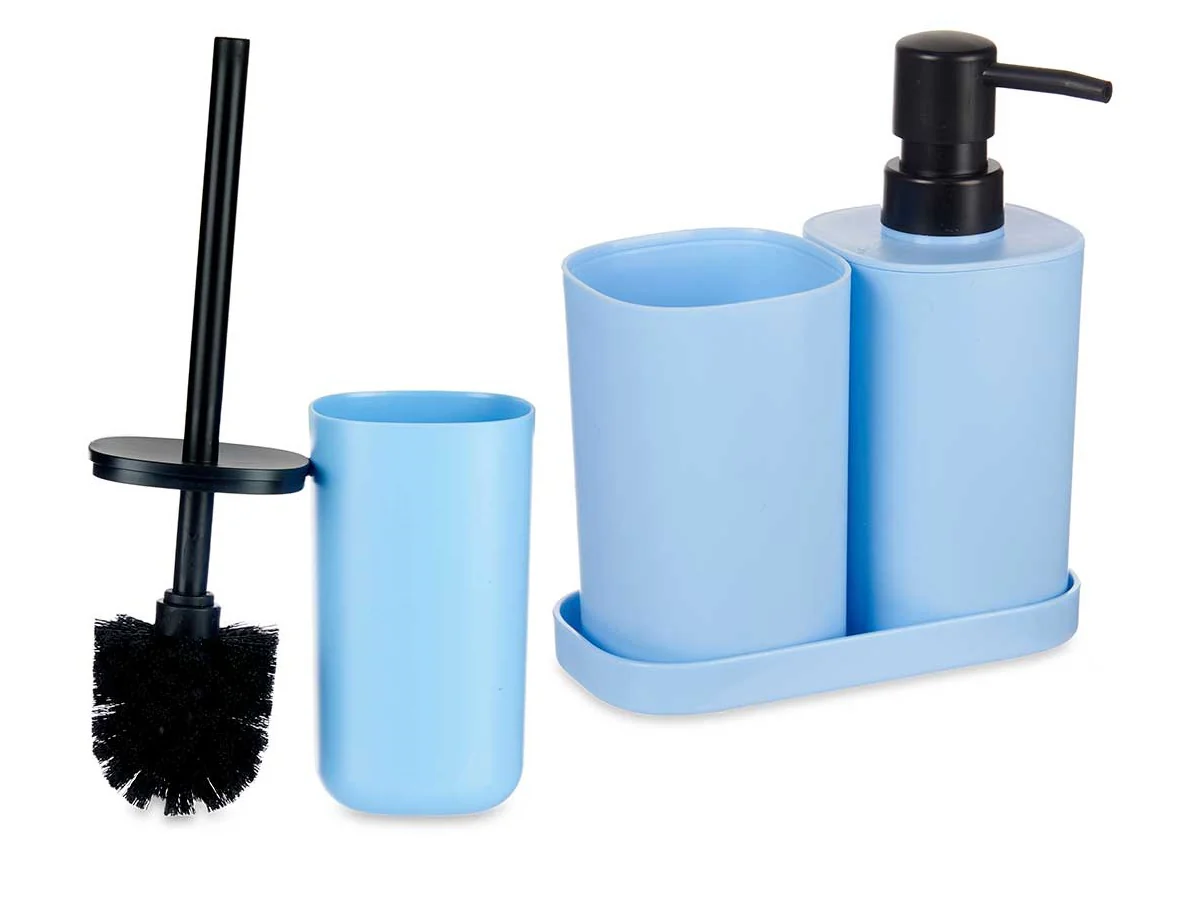 Accessori da Bagno Kit 4pz in Polipropilene Set completo per Bagno Azzurro - immagine 2