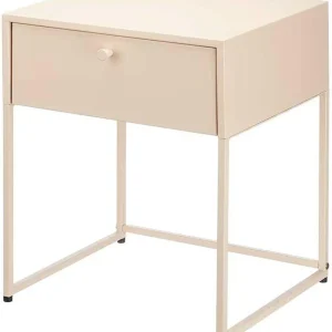 Tavolino 1 Cassetto Ausiliario Beige Metallo 42 x H50 x 35 cm Industriale