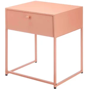 Tavolino 1 Cassetto Ausiliario Terracotta Metallo 42 x H50 x 35 cm Industriale