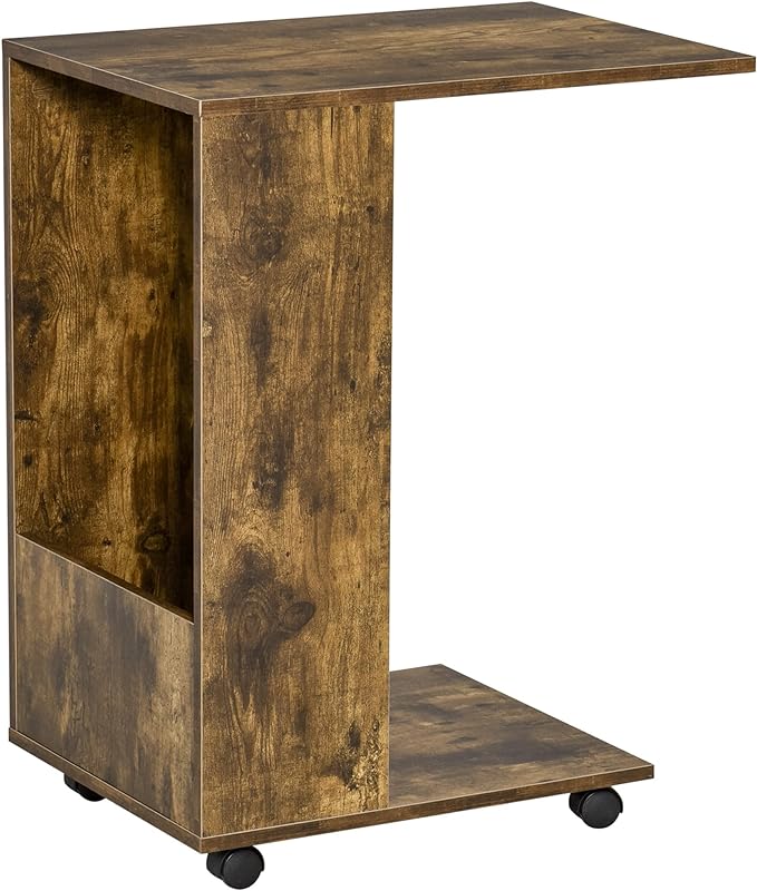 Tavolino da Salotto e Comodino Design a C, Mensola e Vano Laterale, 60x40x70cm - immagine 4