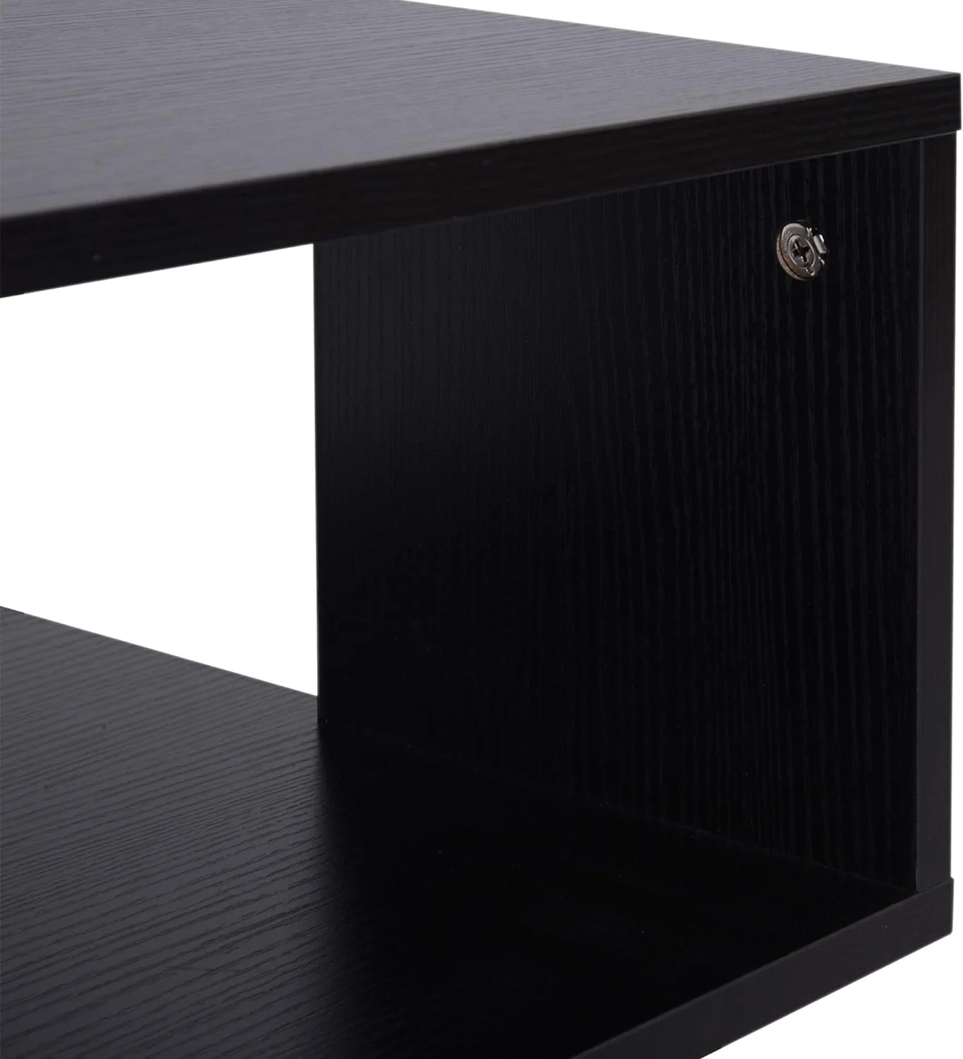 Tavolino da Salotto Basso a 3 Ripiani, In Legno, Moderno Nero, 40x40x43cm - immagine 7