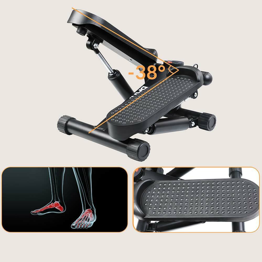 Stepper Allenamento Cardio Fitness Palestra con Manubri Elastici e Display Digitale Nero - immagine 7