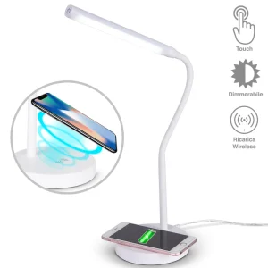 Lampada Scrivania Ufficio con Touch Caricatore QI Wireless Charger LED Dimmerabile