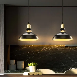 Lampadari Kit 2pz Sospensione Moderna Lampade per Snack Cucina Nero Oro