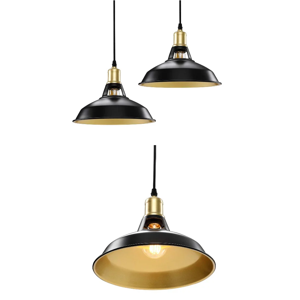 Lampadari Kit 2pz Sospensione Moderna Lampade per Snack Cucina Nero Oro - immagine 4