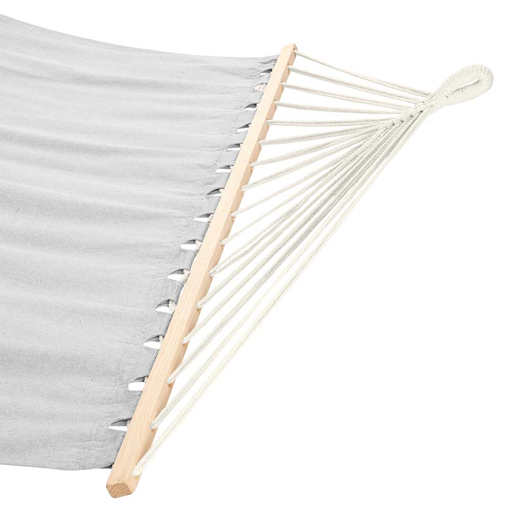 Amaca Giardino e Campeggio 2Posti Legno e Tessuto Pieghevole 345x150cm Grigio - immagine 6