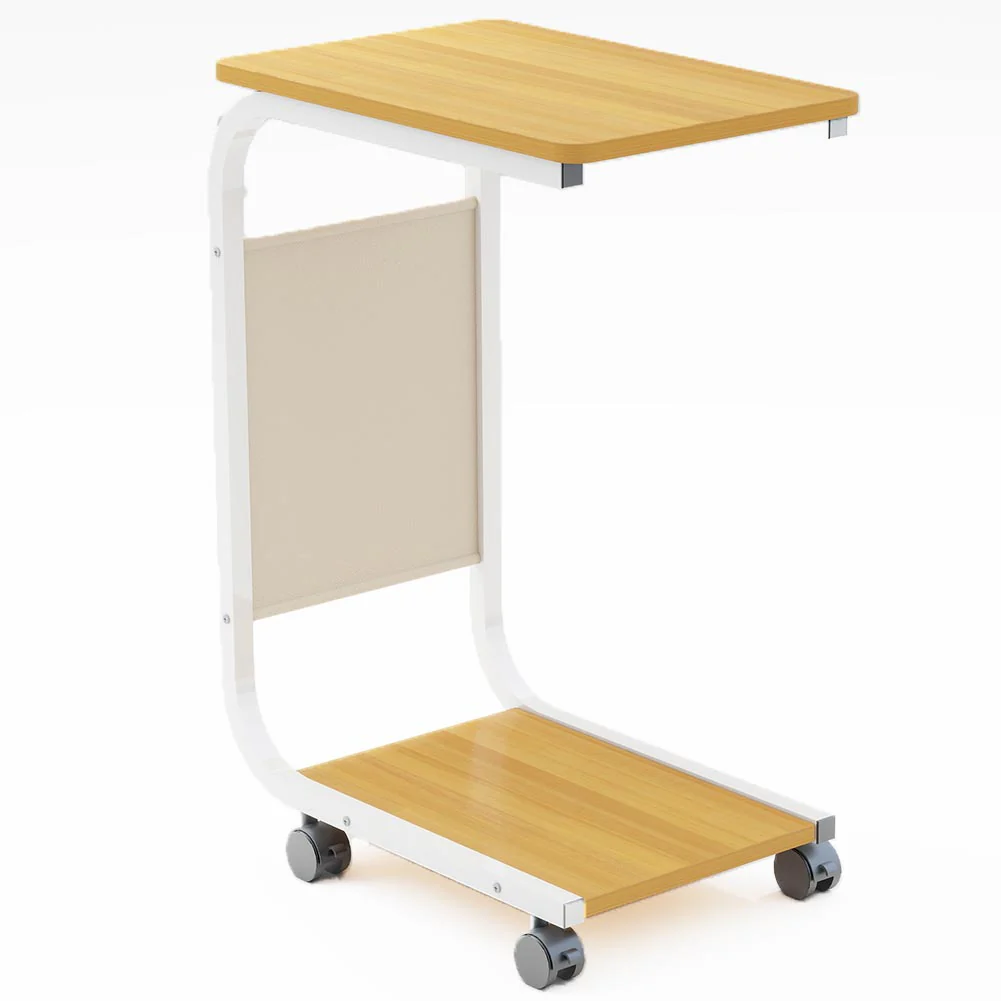 Tavolino per Divano Multifunzione 4 Ruote Moderno Borsa Portaoggetti Quercia - immagine 6