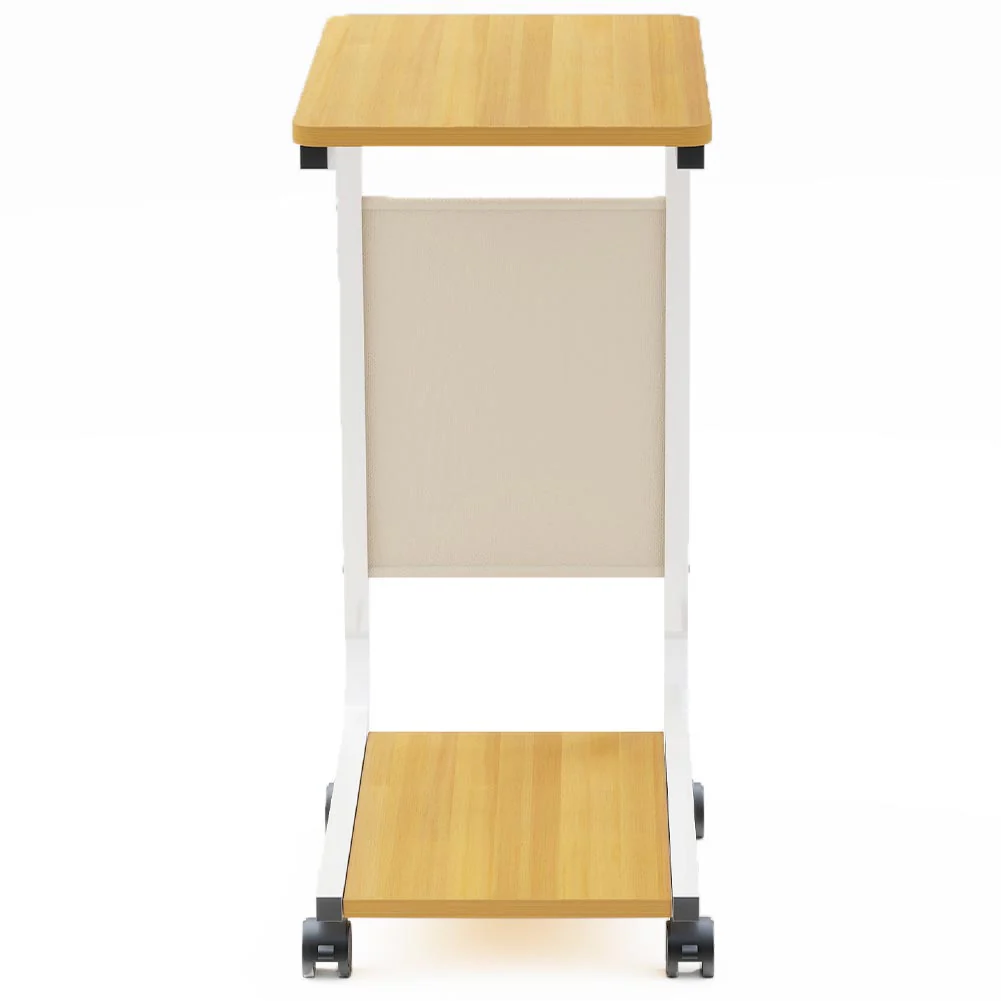 Tavolino per Divano Multifunzione 4 Ruote Moderno Borsa Portaoggetti Quercia - immagine 5