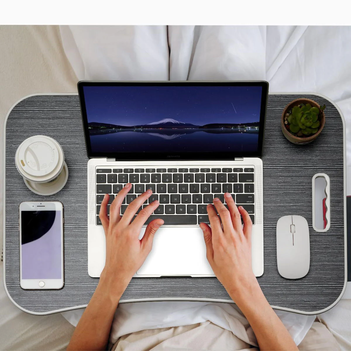 Tavolino Mini Scrivania Vassoio da Letto per PC Tablet Colazione Pieghevole Nero - immagine 5