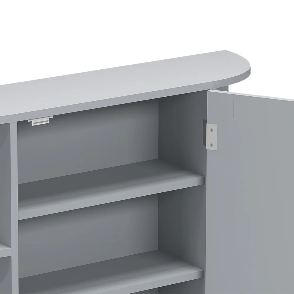 Specchio da bagno 2in1 Armadietto con anta 6 scomparti a vista Grigio mdf - immagine 4