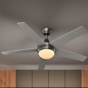 Ventilatore con Telecomando da Soffitto 5Pale Legno e Metallo Luce LED Integrato