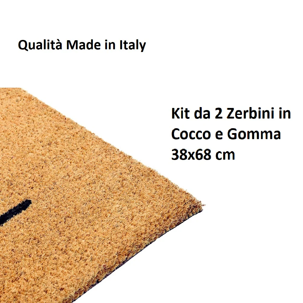Zerbino in Cocco 2pz da 36x68cm Fondo in Gomma 1.6cm Vari Decori Antiscivolo - immagine 3