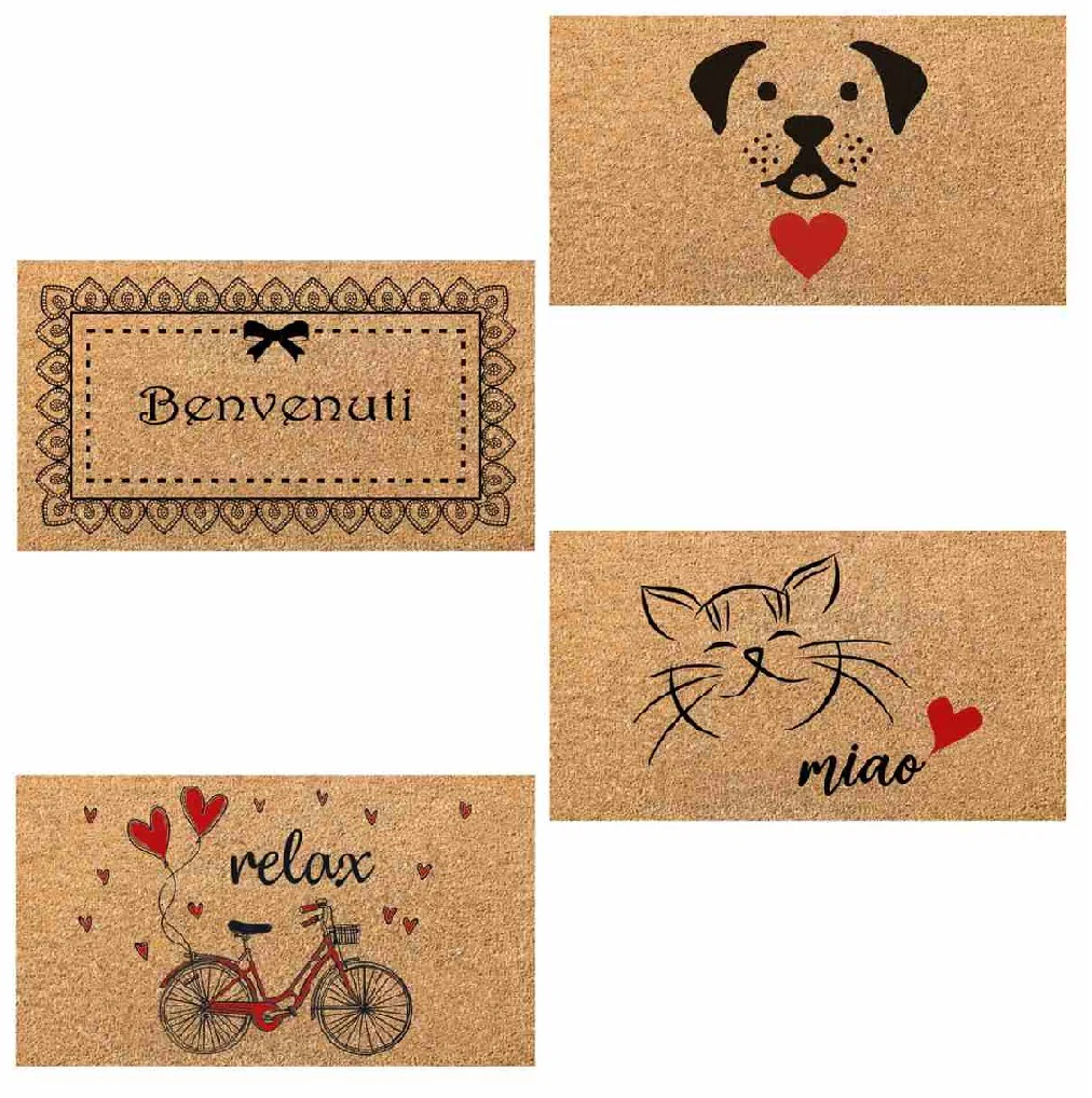 Zerbino in Cocco 2pz da 36x68cm Fondo in Gomma 1.6cm Vari Decori Antiscivolo - immagine 6