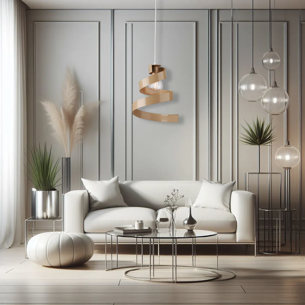 Lampadario Sospensione 1Luce E27 Metallo Altezza Regolabile Tortora Moderno - immagine 7