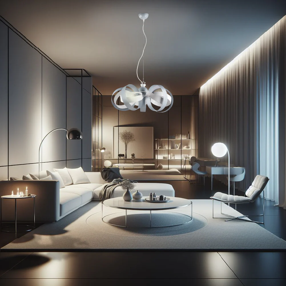 Lampadario Sospensione Metallo Verniciato Valeria 5 luci E14 Bianco/Grigio - immagine 7