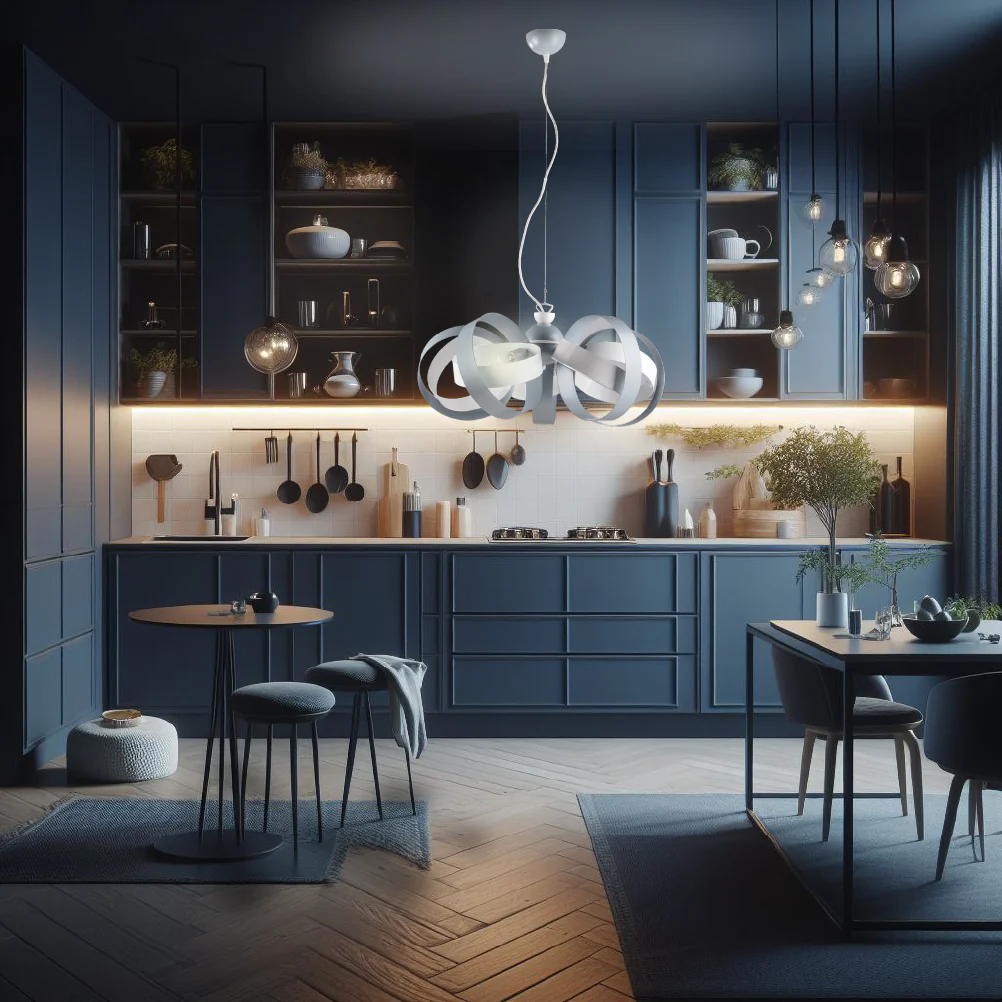 Lampadario Sospensione Metallo Verniciato Valeria 5 luci E14 Bianco/Grigio - immagine 5