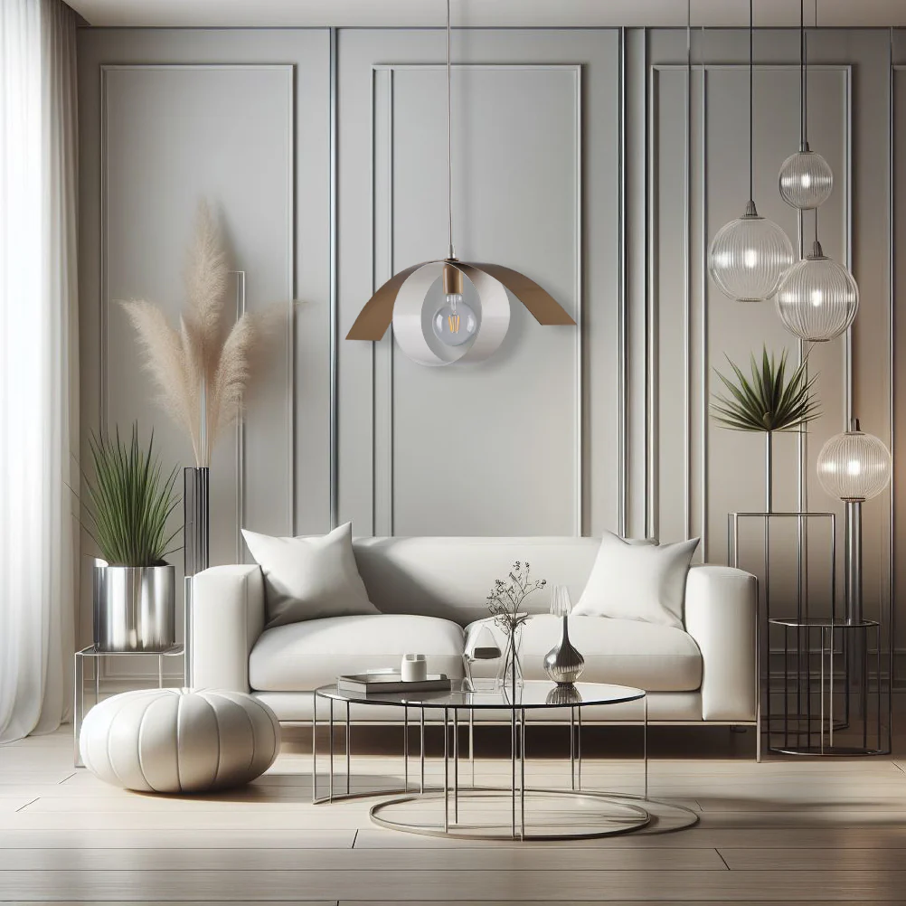 Lampadario Sospensione Metallo Verniciato Gegge 1 luce E27 Bianco/Tortora - immagine 5