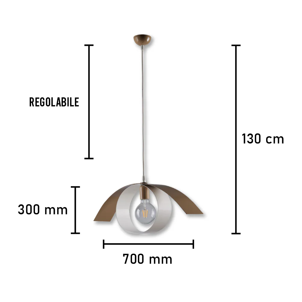 Lampadario Sospensione Metallo Verniciato Gegge 1 luce E27 Bianco/Tortora - immagine 8