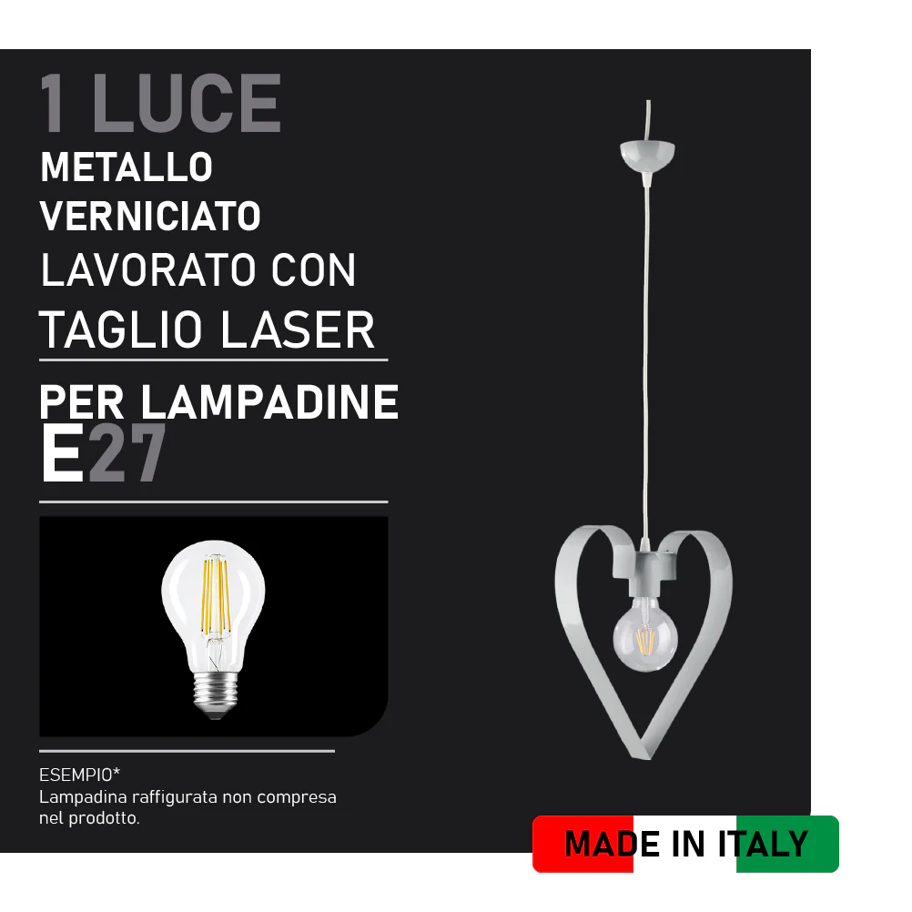 Lampadario Sospensione Metallo Colorato Lavorato a Mano 1luce E27 57W Grigio - immagine 9