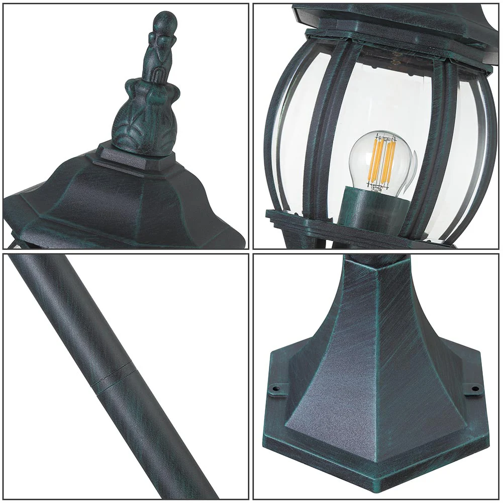 Lampione da Giardino 16x16 H 108 cm Stile Vittoriano Classico 1 x E27 Verde Bronzo - immagine 3