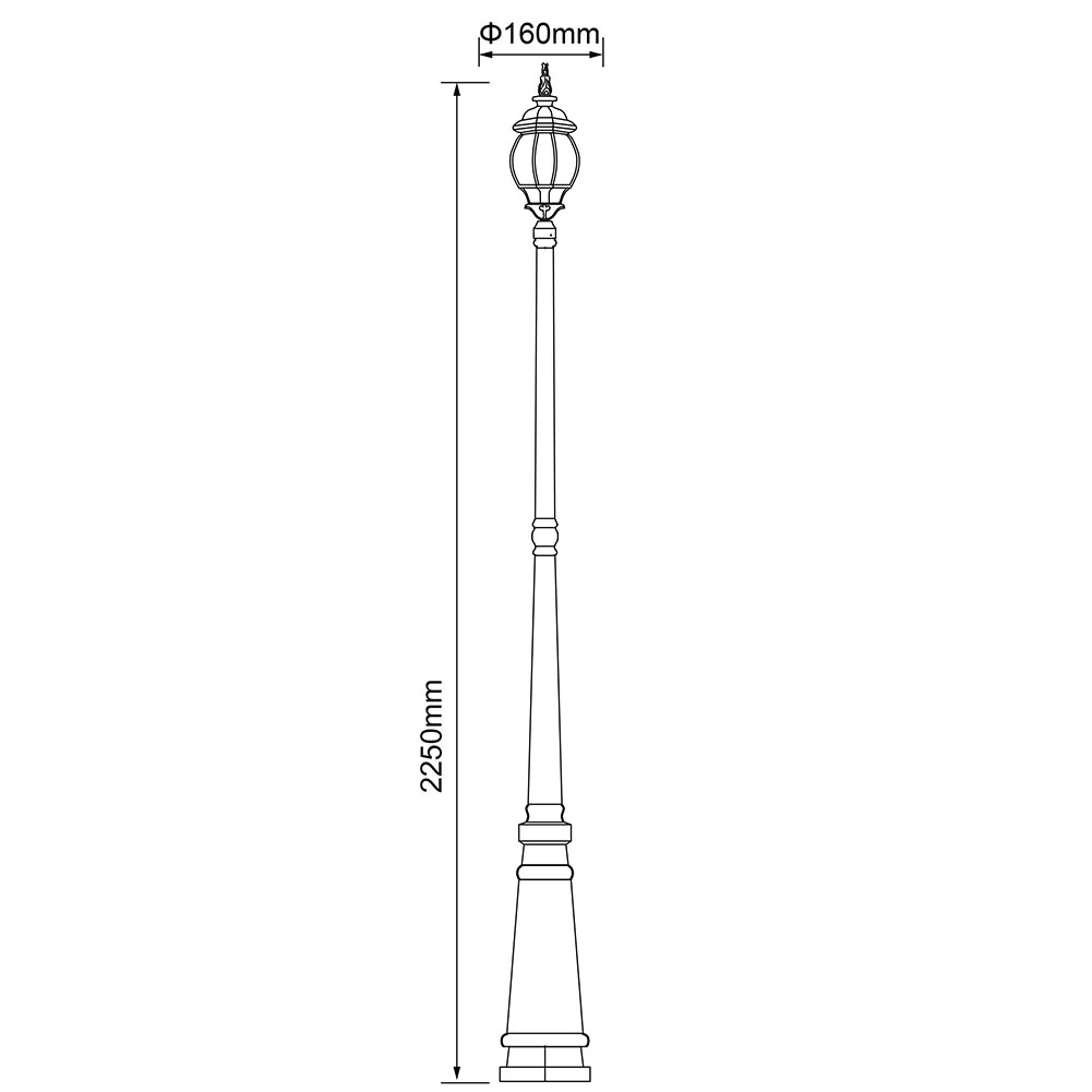 Lampione da Giardino 16x16 H 202 cm Stile Vittoriano Classico 1 x E27 Verde Bronzo - immagine 4