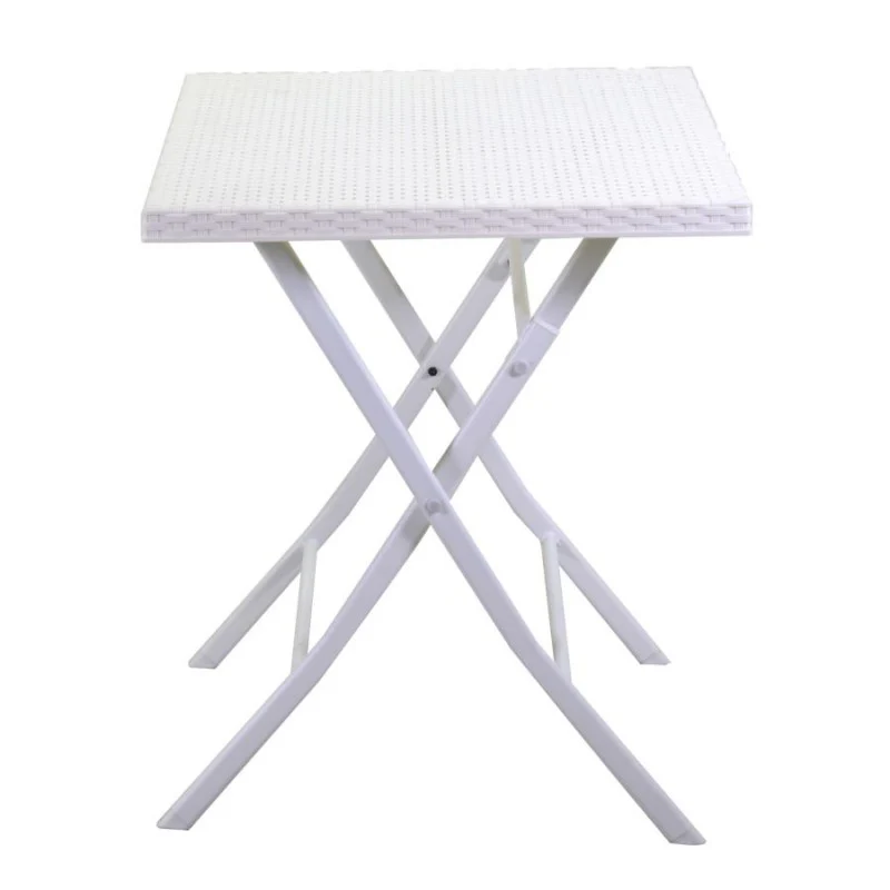 Kit da Giardino Pieghevole in Polyrattan Tavolo e 2 Sedie Interno Esterno Bianco - immagine 3