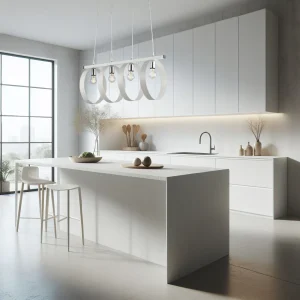 Lampadario Sospensione Metallo verniciato Barbara 4 Luci E27 Bianco/Cromo